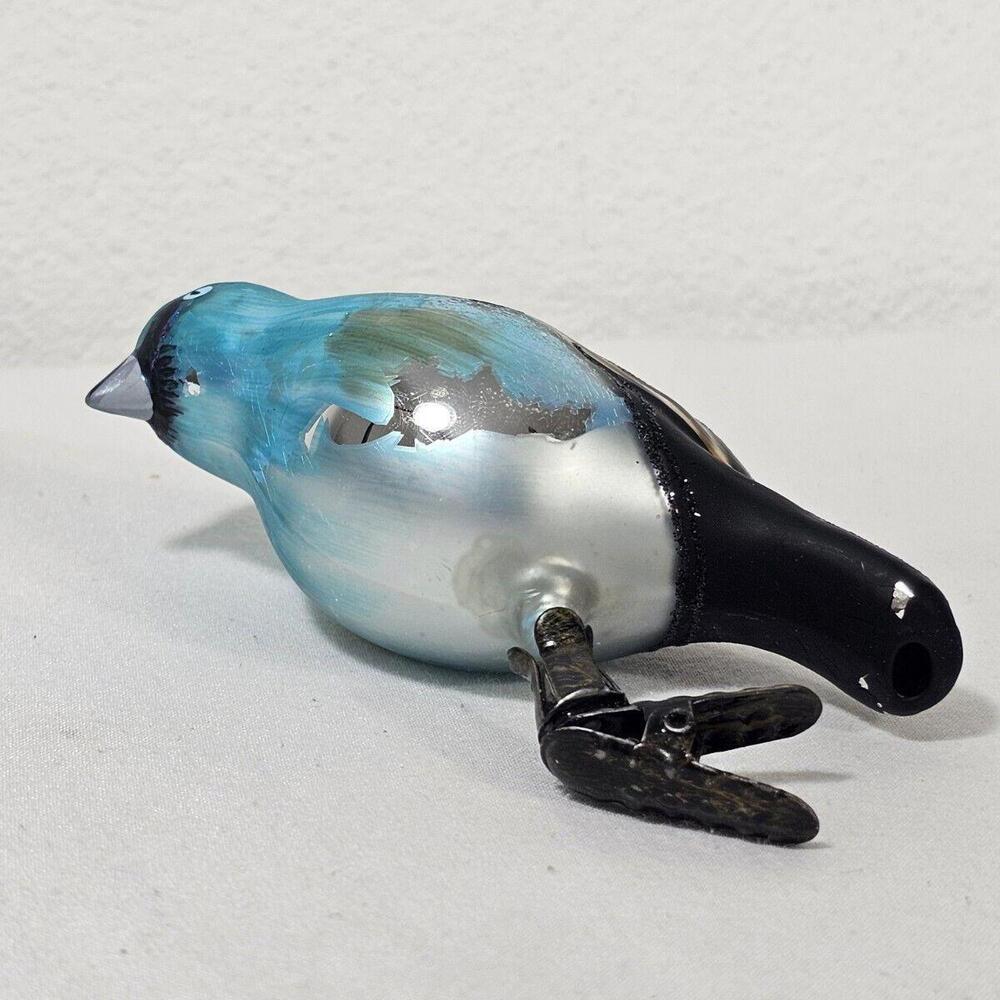 Vintage Blue Bird Mercury Glass Clip on Christmas Ornament Rare Tree Colorful - Picture 2 of 6